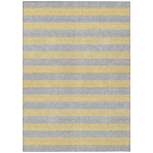 Homeroots 5' X 8' Silver Striped Washable Non Skid Indoor Outdoor Area Rug Silver Polyester 561108