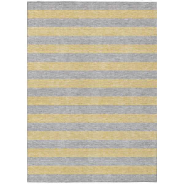 Homeroots 5' X 8' Silver Striped Washable Non Skid Indoor Outdoor Area Rug Silver Polyester 561108
