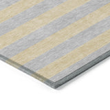 Homeroots 5' X 8' Silver Striped Washable Non Skid Indoor Outdoor Area Rug Silver Polyester 561108