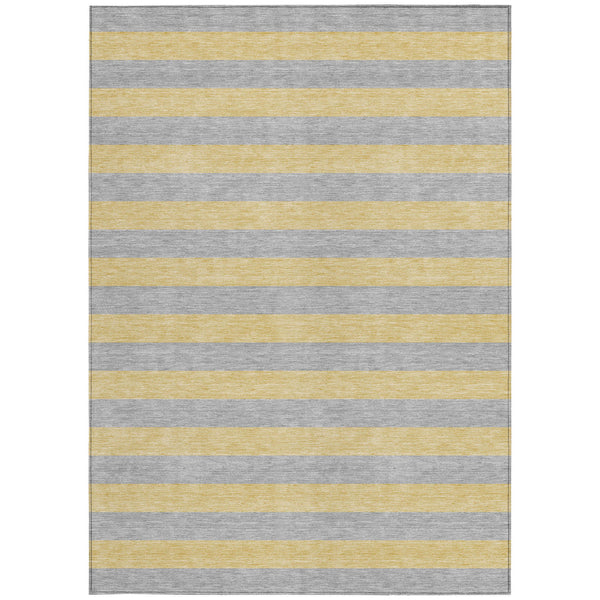 Homeroots 5' X 8' Silver Striped Washable Non Skid Indoor Outdoor Area Rug Silver Polyester 561108