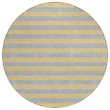 Homeroots 8' Round Silver Round Striped Washable Non Skid Indoor Outdoor Area Rug Silver Polyester 561109