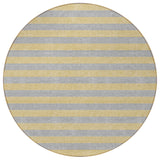 Homeroots 8' Round Silver Round Striped Washable Non Skid Indoor Outdoor Area Rug Silver Polyester 561109