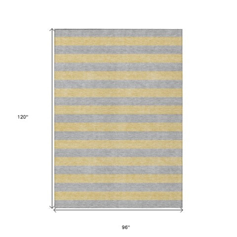 Homeroots 8' Runner Stylish Striped Washable Non-skid Indoor-outdoor Rug For Kid-friendly Spaces Silver Polyester 561110