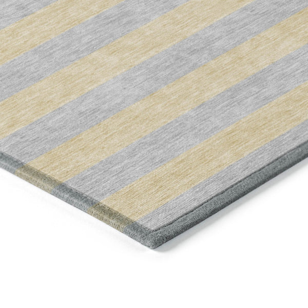 Homeroots 8' Runner Stylish Striped Washable Non-skid Indoor-outdoor Rug For Kid-friendly Spaces Silver Polyester 561110