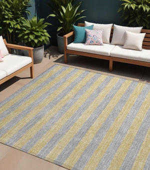 Homeroots 8' Runner Stylish Striped Washable Non-skid Indoor-outdoor Rug For Kid-friendly Spaces Silver Polyester 561112