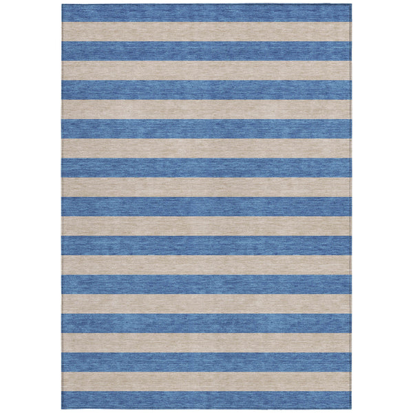 Homeroots 3' X 5' Tan Striped Washable Non Skid Indoor Outdoor Area Rug Tan Polyester 561116