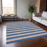 Homeroots 3' X 5' Tan Striped Washable Non Skid Indoor Outdoor Area Rug Tan Polyester 561116