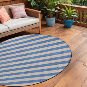 Homeroots 8' Runner Stylish Striped Washable Non-skid Indoor-outdoor Rug For Kid-friendly Spaces Tan Polyester 561118