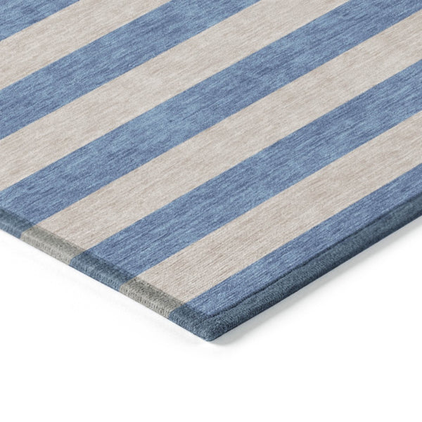 Homeroots 8' Runner Stylish Striped Washable Non-skid Indoor-outdoor Rug For Kid-friendly Spaces Tan Polyester 561118