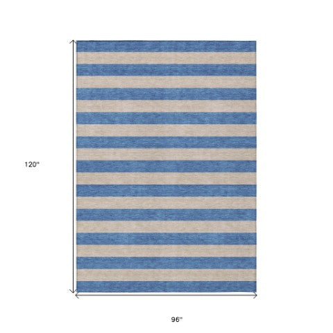 Homeroots 8' Runner Stylish Striped Washable Non-skid Indoor-outdoor Rug For Kid-friendly Spaces Tan Polyester 561119