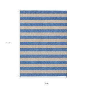 Homeroots 8' Runner Stylish Striped Washable Non-skid Indoor-outdoor Rug For Kid-friendly Spaces Tan Polyester 561120