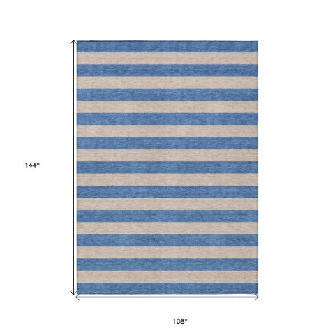 Homeroots 8' Runner Stylish Striped Washable Non-skid Indoor-outdoor Rug For Kid-friendly Spaces Tan Polyester 561120