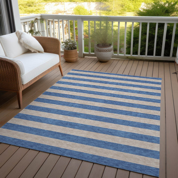 Homeroots 8' Runner Stylish Striped Washable Non-skid Indoor-outdoor Rug For Kid-friendly Spaces Tan Polyester 561120