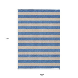 Homeroots 8' Runner Stylish Striped Washable Non-skid Indoor-outdoor Rug For Kid-friendly Spaces Tan Polyester 561121