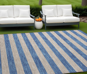 Homeroots 8' Runner Stylish Striped Washable Non-skid Indoor-outdoor Rug For Kid-friendly Spaces Tan Polyester 561121