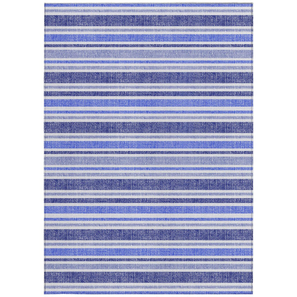 Homeroots 2' Blue Striped Washable Runner Rug - Perfect For Indoor And Outdoor Spaces, Stain-resistant Design Blue Polyester 561135