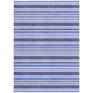 Homeroots 2' Blue Striped Washable Runner Rug - Perfect For Indoor And Outdoor Spaces, Stain-resistant Design Blue Polyester 561135