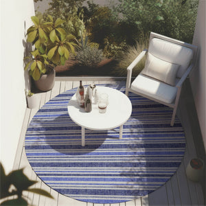 Homeroots 2' Blue Striped Washable Runner Rug - Perfect For Indoor And Outdoor Spaces, Stain-resistant Design Blue Polyester 561136