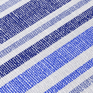 Homeroots 2' Blue Striped Washable Runner Rug - Perfect For Indoor And Outdoor Spaces, Stain-resistant Design Blue Polyester 561136