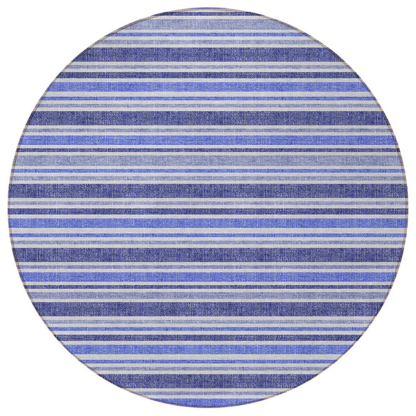 Homeroots 2' Blue Striped Washable Runner Rug - Perfect For Indoor And Outdoor Spaces, Stain-resistant Design Blue Polyester 561136