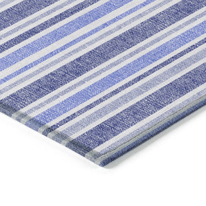 Homeroots 2' Blue Striped Washable Runner Rug - Perfect For Indoor And Outdoor Spaces, Stain-resistant Design Blue Polyester 561139
