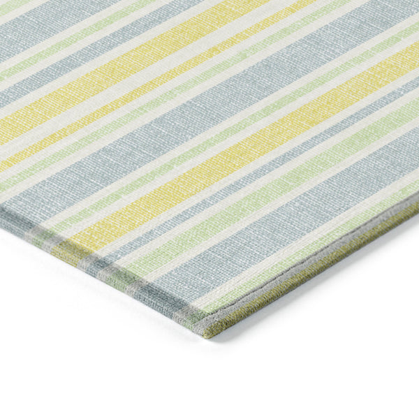 Homeroots 2' Blue Striped Washable Runner Rug - Perfect For Indoor And Outdoor Spaces, Stain-resistant Design Denim Polyester 561141