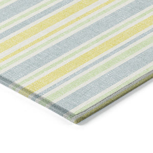 Homeroots 2' Blue Striped Washable Runner Rug - Perfect For Indoor And Outdoor Spaces, Stain-resistant Design Denim Polyester 561143