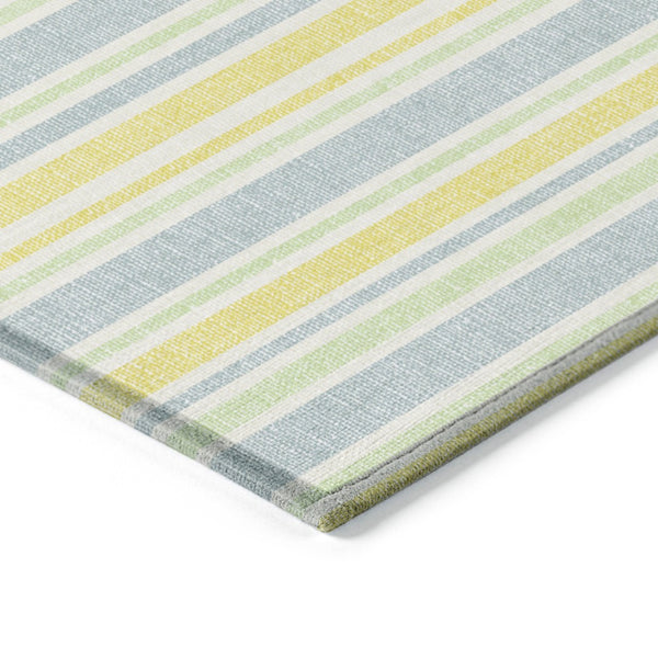Homeroots 2' Blue Striped Washable Runner Rug - Perfect For Indoor And Outdoor Spaces, Stain-resistant Design Denim Polyester 561143