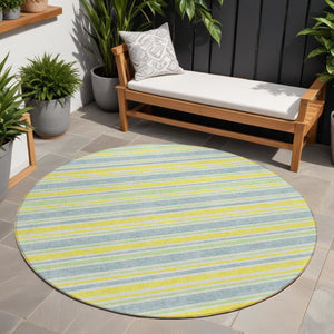 Homeroots 2' Blue Striped Washable Runner Rug - Perfect For Indoor And Outdoor Spaces, Stain-resistant Design Denim Polyester 561145