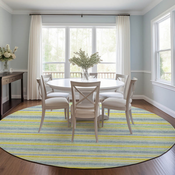 Homeroots 2' Blue Striped Washable Runner Rug - Perfect For Indoor And Outdoor Spaces, Stain-resistant Design Denim Polyester 561145