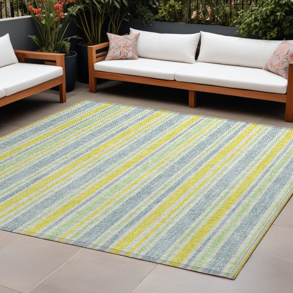 Homeroots 2' Blue Striped Washable Runner Rug - Perfect For Indoor And Outdoor Spaces, Stain-resistant Design Denim Polyester 561148