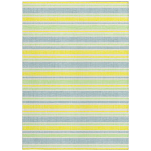 Homeroots 2' Blue Striped Washable Runner Rug - Perfect For Indoor And Outdoor Spaces, Stain-resistant Design Denim Polyester 561148