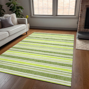 Homeroots 2' Blue Striped Washable Runner Rug - Perfect For Indoor And Outdoor Spaces, Stain-resistant Design Fern Polyester 561152