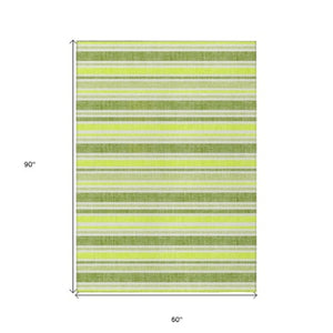 Homeroots 2' Blue Striped Washable Runner Rug - Perfect For Indoor And Outdoor Spaces, Stain-resistant Design Fern Polyester 561153