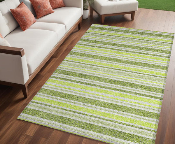 Homeroots 2' Blue Striped Washable Runner Rug - Perfect For Indoor And Outdoor Spaces, Stain-resistant Design Fern Polyester 561153