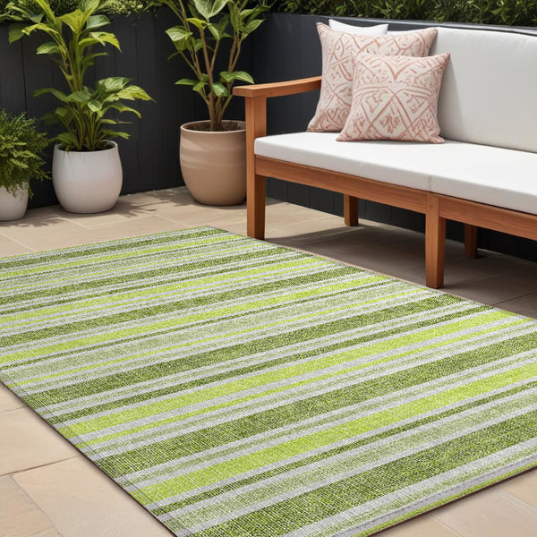 Homeroots 2' Blue Striped Washable Runner Rug - Perfect For Indoor And Outdoor Spaces, Stain-resistant Design Fern Polyester 561155