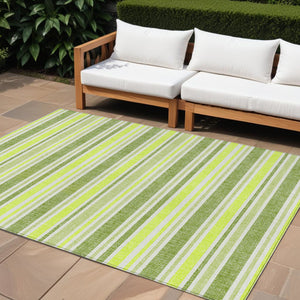 Homeroots 2' Blue Striped Washable Runner Rug - Perfect For Indoor And Outdoor Spaces, Stain-resistant Design Fern Polyester 561156