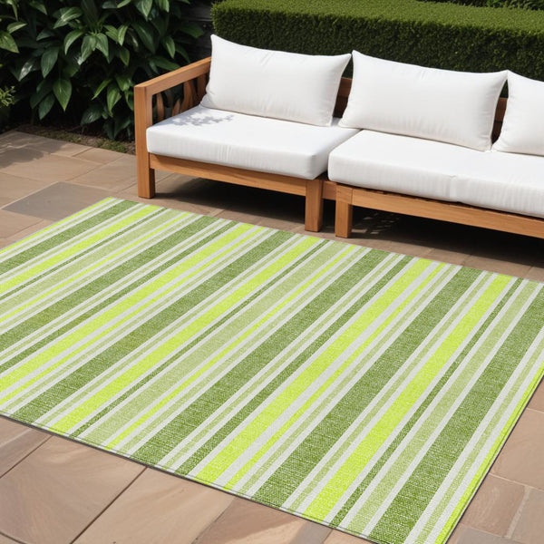 Homeroots 2' Blue Striped Washable Runner Rug - Perfect For Indoor And Outdoor Spaces, Stain-resistant Design Fern Polyester 561156