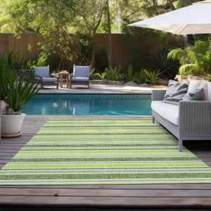 Homeroots 2' Blue Striped Washable Runner Rug - Perfect For Indoor And Outdoor Spaces, Stain-resistant Design Fern Polyester 561156