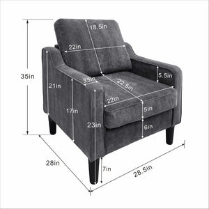 English Elm Living Room Linen Accent Chair Mid Century Modern with Tapered Wood Legs Compact Seat W5052P411380