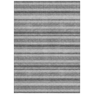 Homeroots 2' Blue Striped Washable Runner Rug - Perfect For Indoor And Outdoor Spaces, Stain-resistant Design Gray Polyester 561162