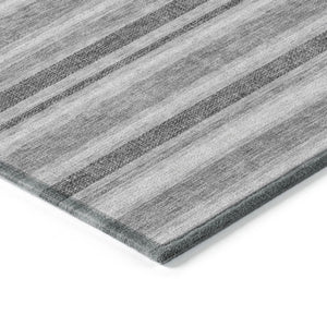 Homeroots 2' Blue Striped Washable Runner Rug - Perfect For Indoor And Outdoor Spaces, Stain-resistant Design Gray Polyester 561162