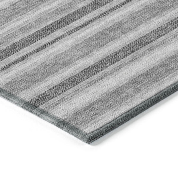 Homeroots 2' Blue Striped Washable Runner Rug - Perfect For Indoor And Outdoor Spaces, Stain-resistant Design Gray Polyester 561162