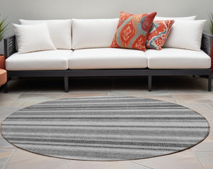 Homeroots 2' Blue Striped Washable Runner Rug - Perfect For Indoor And Outdoor Spaces, Stain-resistant Design Gray Polyester 561163