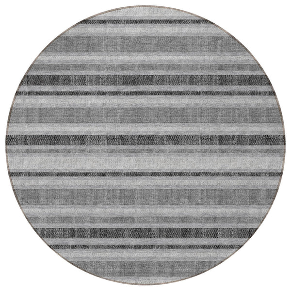 Homeroots 2' Blue Striped Washable Runner Rug - Perfect For Indoor And Outdoor Spaces, Stain-resistant Design Gray Polyester 561163