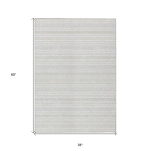 Homeroots 2' Blue Striped Washable Runner Rug - Perfect For Indoor And Outdoor Spaces, Stain-resistant Design Ivory Polyester 561179