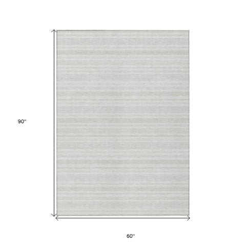 Homeroots 2' Blue Striped Washable Runner Rug - Perfect For Indoor And Outdoor Spaces, Stain-resistant Design Ivory Polyester 561180