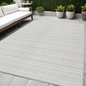 Homeroots 2' Blue Striped Washable Runner Rug - Perfect For Indoor And Outdoor Spaces, Stain-resistant Design Ivory Polyester 561180