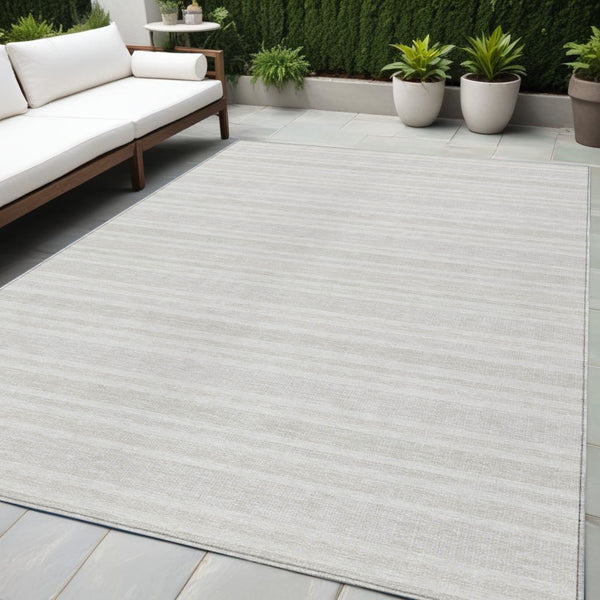 Homeroots 2' Blue Striped Washable Runner Rug - Perfect For Indoor And Outdoor Spaces, Stain-resistant Design Ivory Polyester 561180
