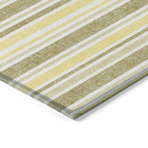 Homeroots 2' Blue Striped Washable Runner Rug - Perfect For Indoor And Outdoor Spaces, Stain-resistant Design Khaki Polyester 561190